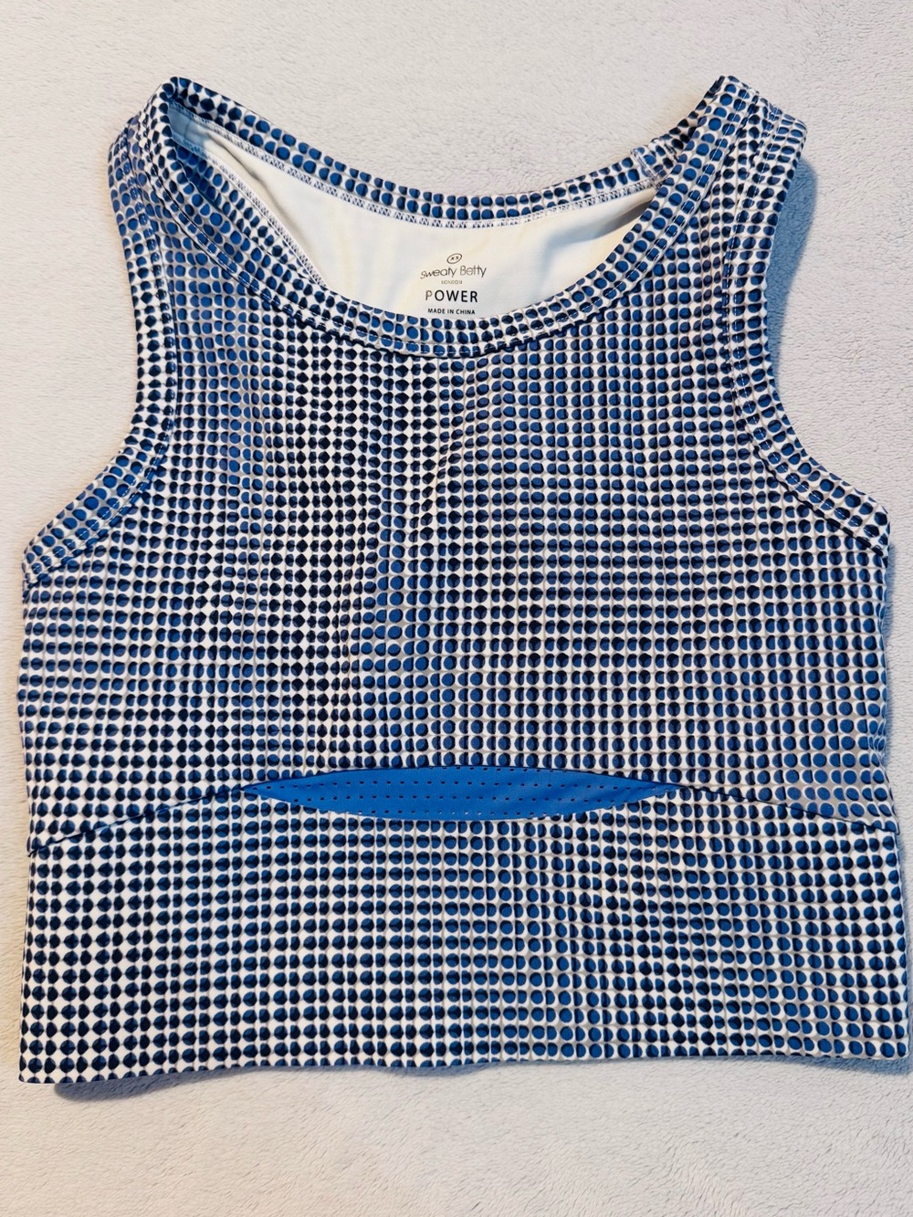Sweaty Betty Blue and White Grid Cutout Sports Bra